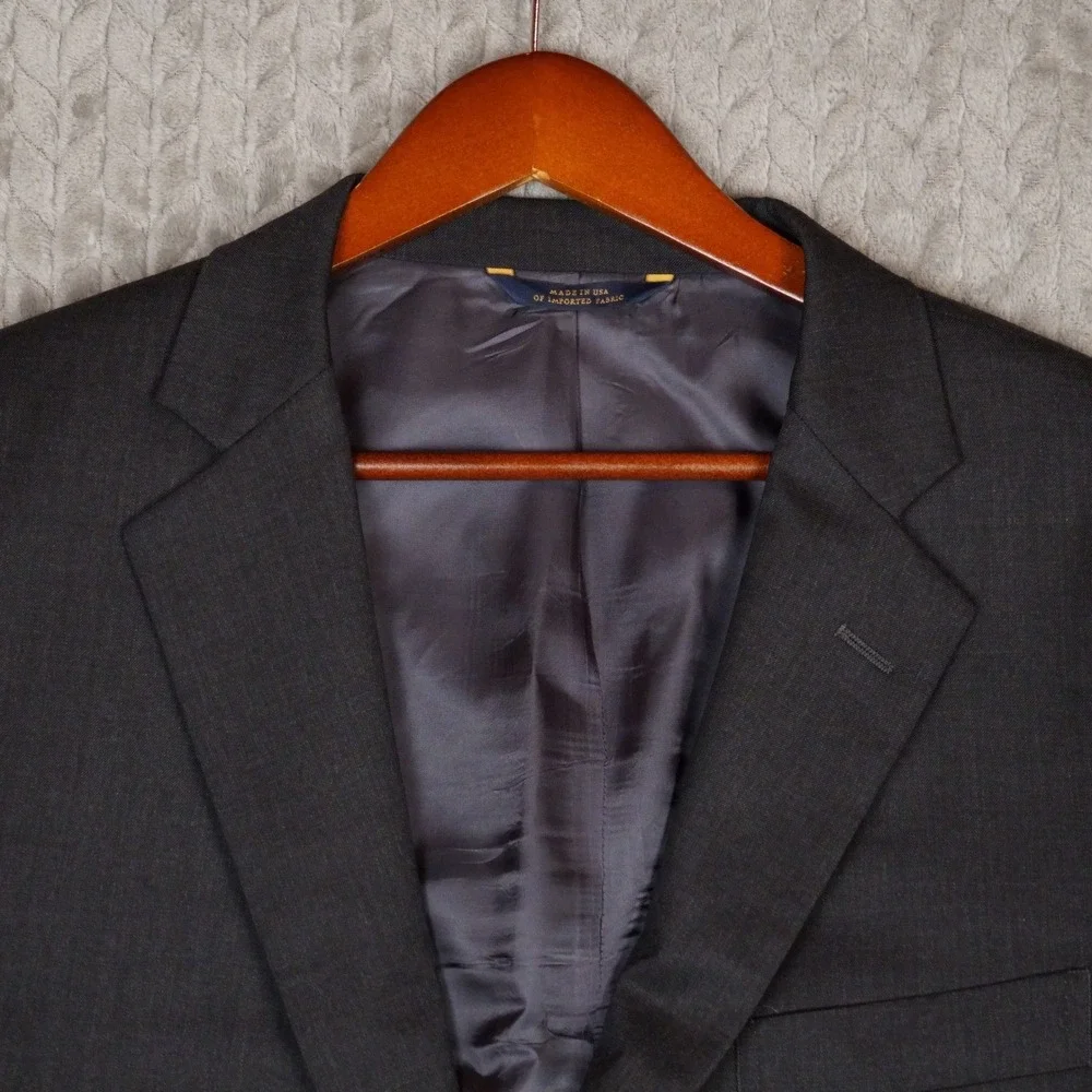 Brooks Brothers 1818 Madison Blazer Mens 43R Charcoal Grey Estrato Wool Italian